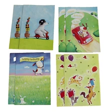 Birthday Cards - Count of 8 Greeting Cards with White Envelops Animals 4 Designs