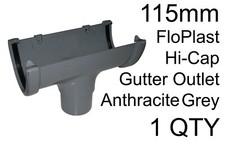 115mm FloPlast Running Outlet Anthracite Grey Hi-Cap Deepflow 68mm Downpipe