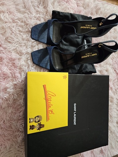 YSL Saint Laurent BEA 90 Ankle Denim Jeans Stiletto Sandaletten 42