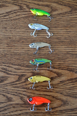 6 PCS Metal VIB Vibration 10G 2 Inch High-Action Fishing Lure Walleye Bass Pike