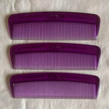 Vintage 1980s Goody Set of 3 Purple Translucent 5" Combs - Old Store Stock