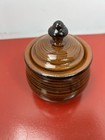 Vintage Japan Mid Century Modern Brown Black Striped Swirl Ceramic Sugar Bowl
