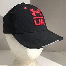 Navy Embroidered Under Armour UA Baseball Cap Hat Youth SM/MD Boys Red Letters