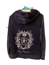 Juicy Couture Jacket Women size M Navy BlueVelvet Velour Track Suit JacketHoodie