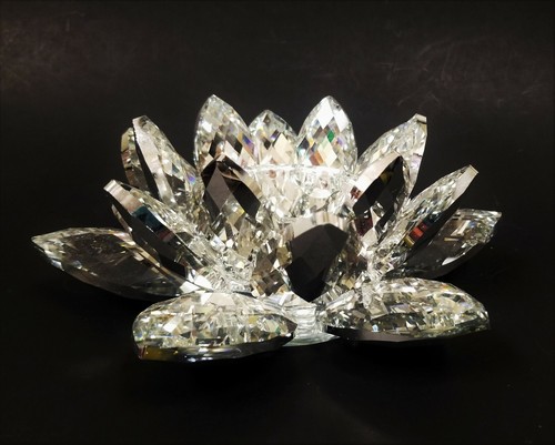CRYSTAL GLASS MIRROR SILVER LOTUS FLOWER SHAPED TEALIGHT,PILLAR CANDLE HOLDER - 第 9/12 張圖片