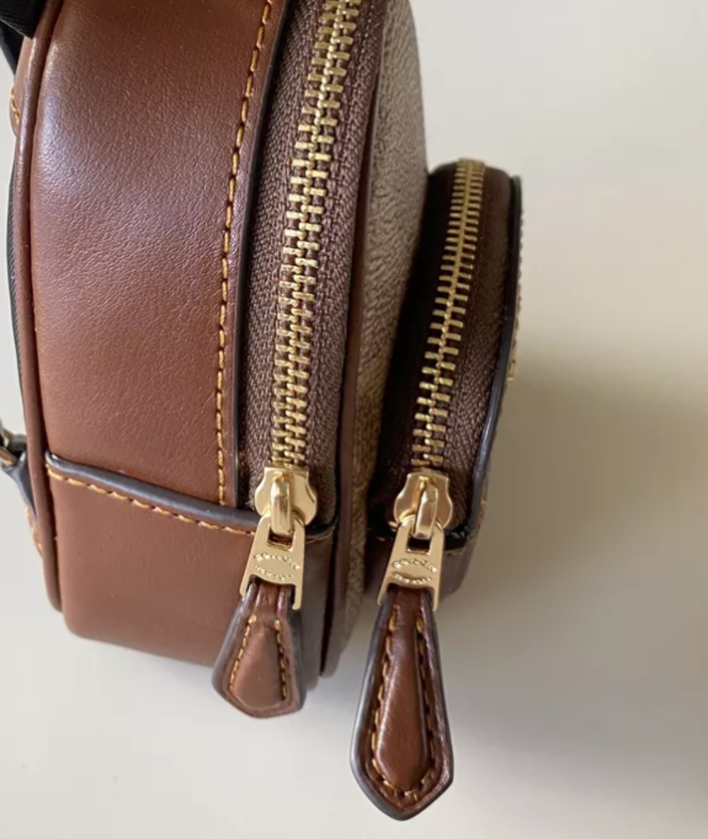 Coach Mini Court Backpack Bag Charm Keychain Brown Signature