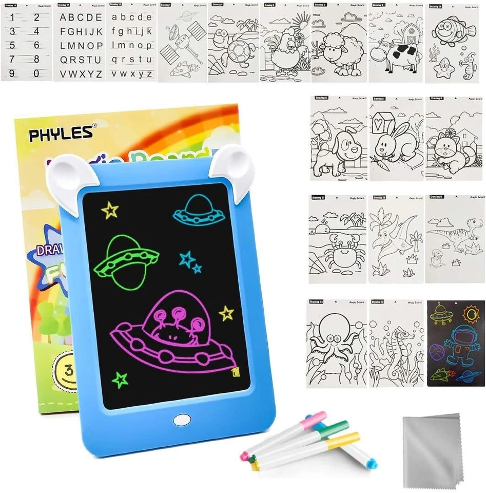 PHYLES Magic Drawing Pad, LED Zaubertafel Kinder 3-12 Jahre, enthält 19 Drawing - Bild 2 von 4