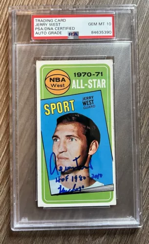 Jerry West Signed 1970 Topps All Star Card HOF PSA Logo Autograph Gem Mint 10
