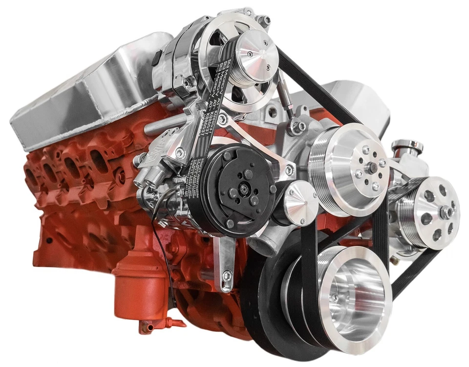 Kit de conversión Big Block Chevy Serpentine montaje medio CA PS ALT 396 427 454 Billet Foto 2 de 3
