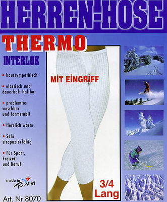 2 Stück Herren Unterhose   3/4 lang  blau weiß  Thermo  Baumwollmischung   6A6
