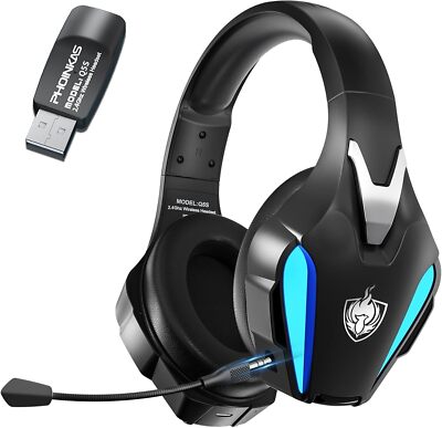 PHOINIKAS Wireless Gaming Headset for PS4/PS5/PC/Switch/TV, 100H