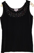 Glitterscape Women's Black Velvet Rainbow Sequins Scoop Neck Tank Top Size M