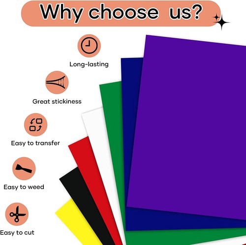 7Sheets Permanent Adhesive Vinyl Bundle Craft Vinyl 12x12" for Cut Silhouette - Picture 53 of 81