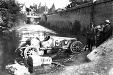 Sunbeam factory racer Guiness accident 1913 French Grand Prix photograph racing