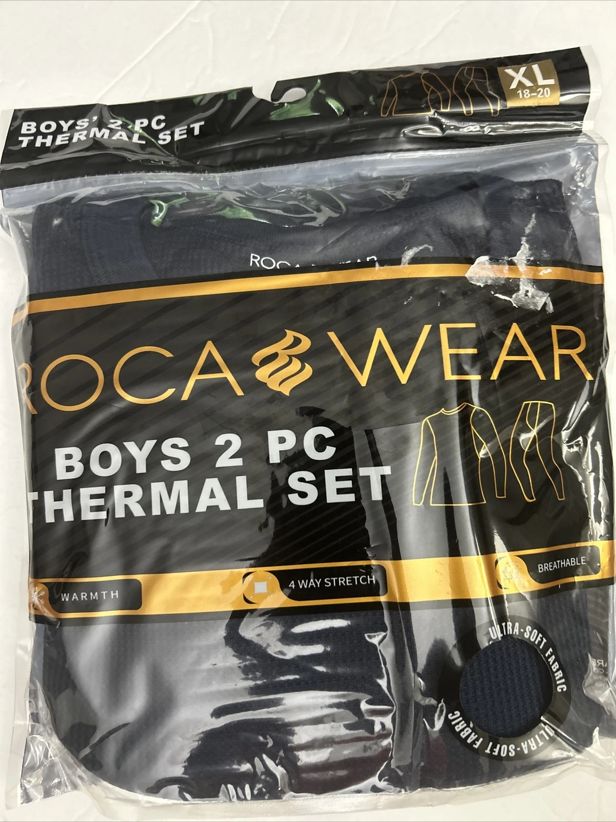 ROCAWEAR Boy’s 2 Piece Thermal Set 18-20 XL Black Base-layer Soft