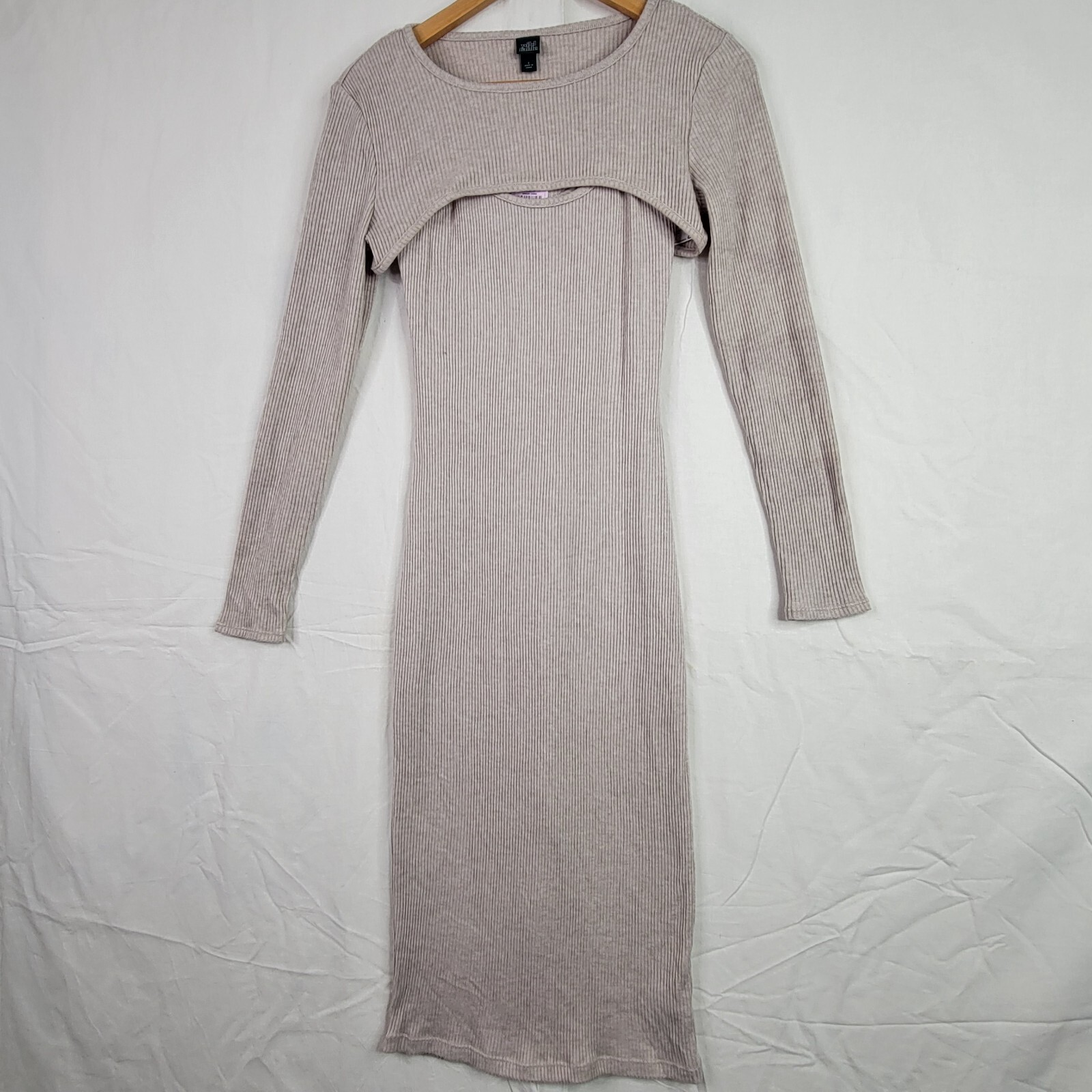 Heathered Cream Ribbed Maxi Dress Size 