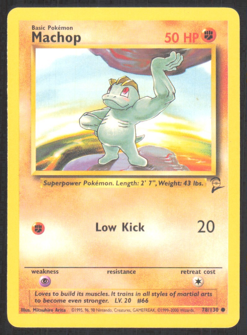 1999 Pokemon Base Set 2 Machop Basic/Common #78