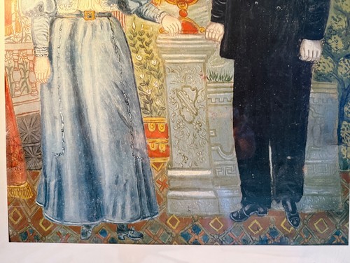 Naive Volkskunst griechischer Künstler lithographischer Druck von Paar - Pilion frisch verheiratet - Bild 8 von 14