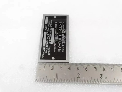DATA PLATE FOR VINTAGE PLYMOUTH TRUCK 1935-41 |Fit For - Picture 6 of 6