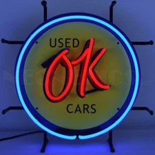 OK USED Cars Junior Used Cars Dealear Banner Neon Light Sign 16" by 16"