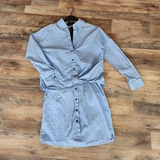 Zara blue striped button down shirt dress XS. EUC.