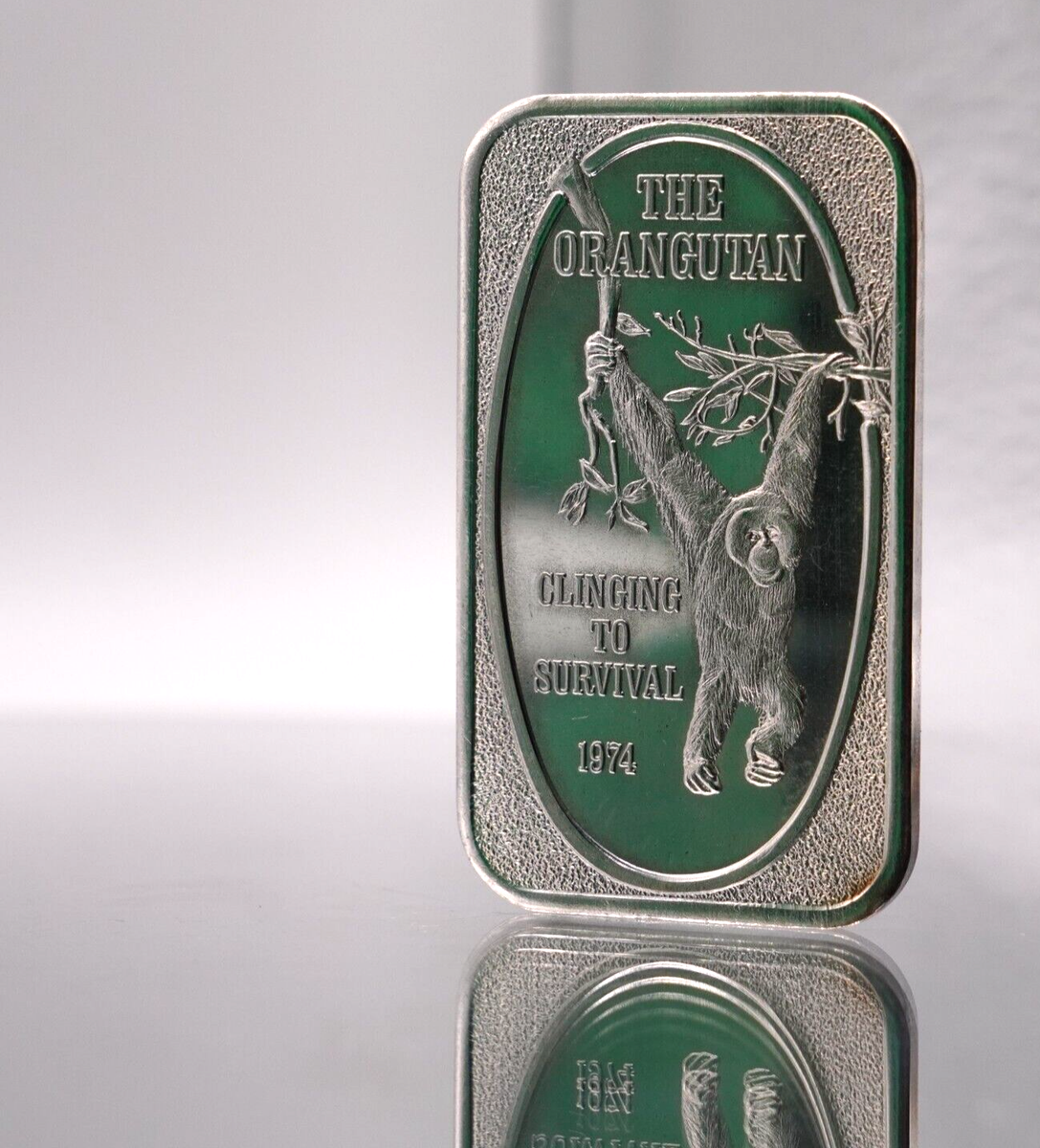 ORANGUTAN 1974 Primate Age Monkey Extinction 1oz 999 FINE Silver