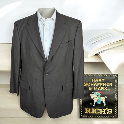 Vintage Hart Schaffner Marx Sport Coat Mens 42R Green Brown Textured