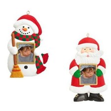 New White Snowman or Santa Clause Digital Photo Christmas Ornament Your Choice 
