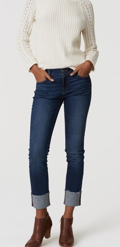 LOFT Curvy Frayed Cuff Straight Leg 
