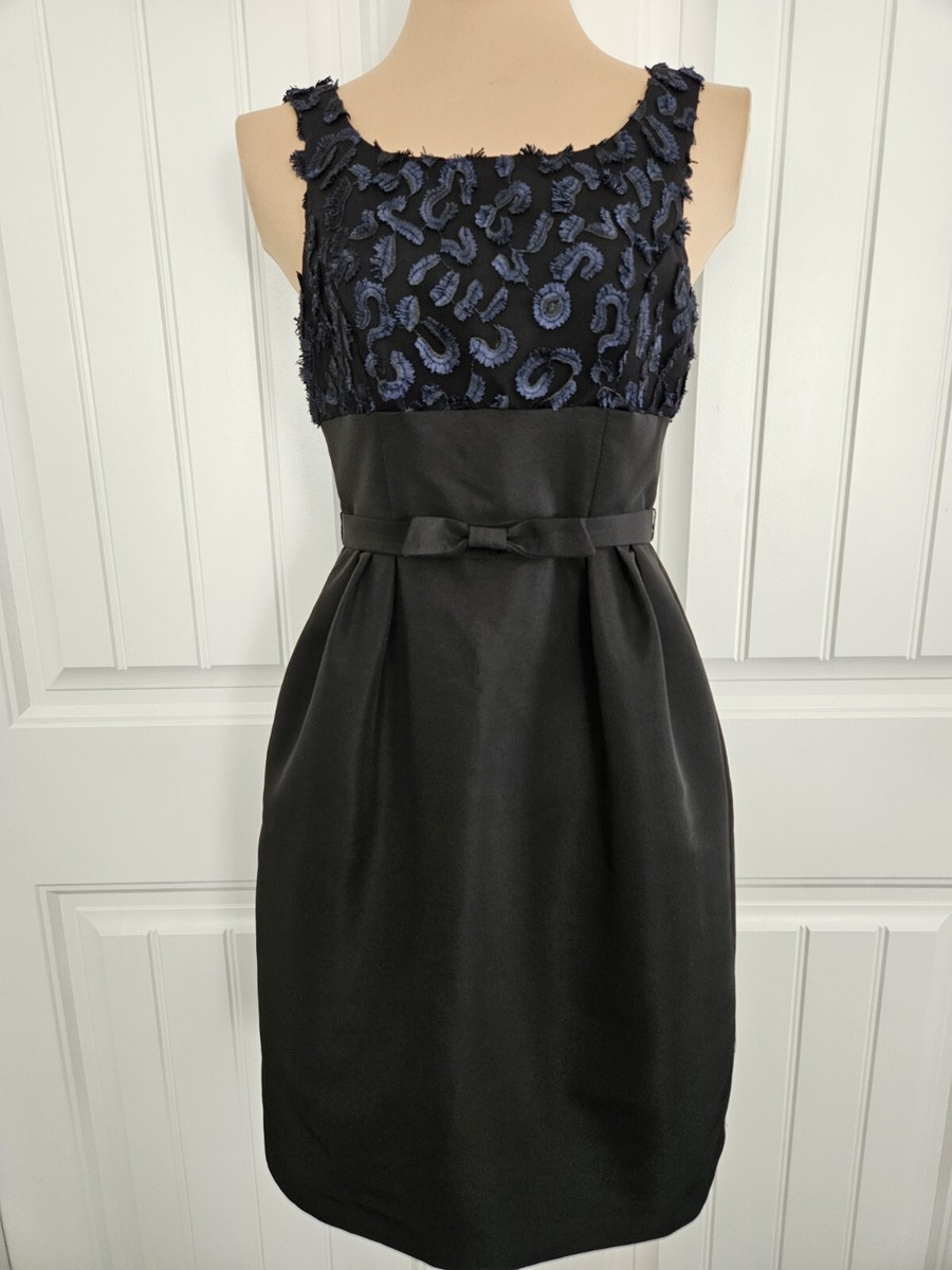 Taylor Black And Cobalt Cocktail Dress Size 2 Pockets And Belt | eBay