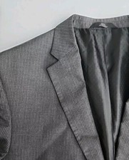 Haggar Mens Charcoal Gray Pinstripe 2 Button Suit Jacket/ Blazer, Size 44L