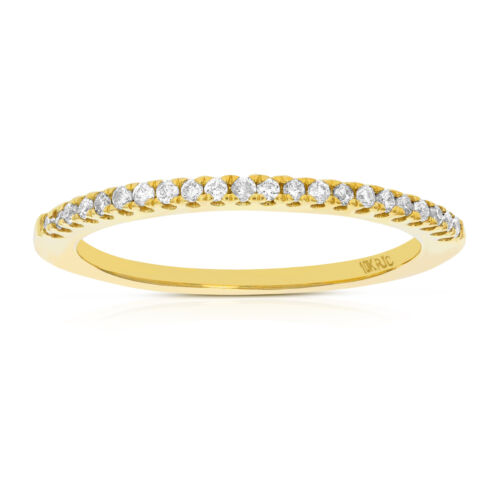 1/6 cttw Pave Diamond Wedding Band in 10K White or Yellow Gold Prong Set Round - Picture 2 of 20