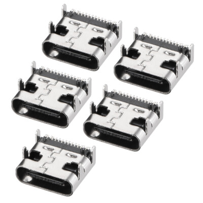 PCB USB Connector Type-C 3.1 16Pin Female Jack Fast Charging Socket 5Pcs