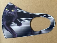 Fashion Reusable Face Mask - Lightweight Washable Stretch Fabric - Designer Cat