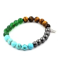 Steine Und Mineralien. Armband Perlen Tigerauge + HäMatit + GrüNer Achat + T