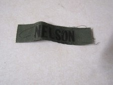 MILITARY PATCH NAME TAPE SEW ON OD GREEN COMBAT USED WITH NELSON SYNTHETIC