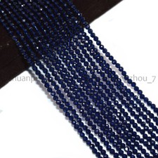 Wholesale 10 Strands 3mm Faceted Deep Blue Spinel Round Gems Loose Beads 15''