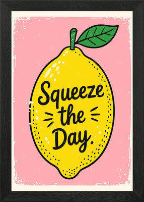 Squeeze the Day Zitrone Illustration gerahmtes Wandbild Poster Leinwanddruck Bild
