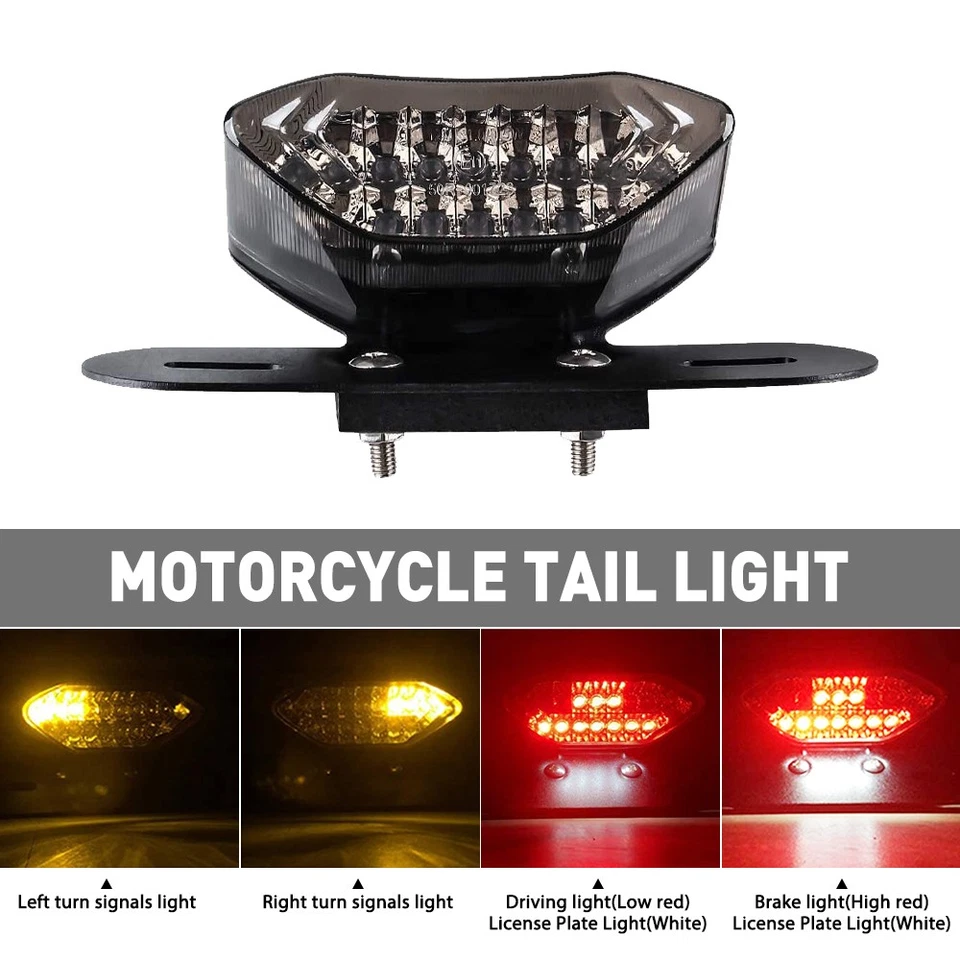 Motorcycle LED Brake Signals Turn Light License Plate Integrated Light Tail New - Image 3 of 4
