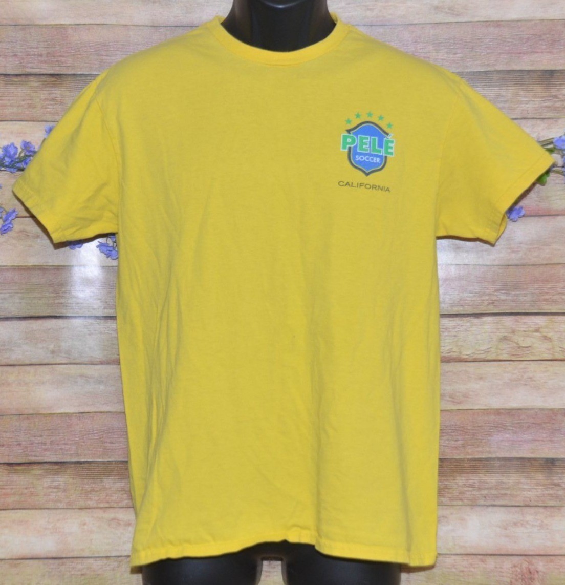 Y2K 90's Pele Soccer Men's Yellow Pele #10 T-Shirt Tee M Cotton Fanwear Casual