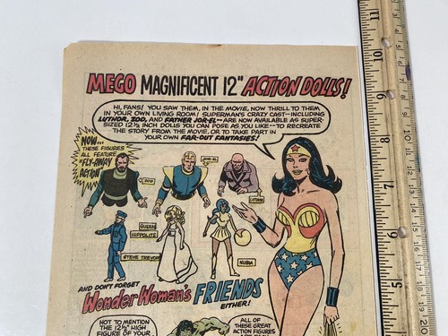 Mego 12” Action Dolls Vintage 1979 Print Ad Wall Art 70’s Super Heroes Figures - Bild 2 von 3