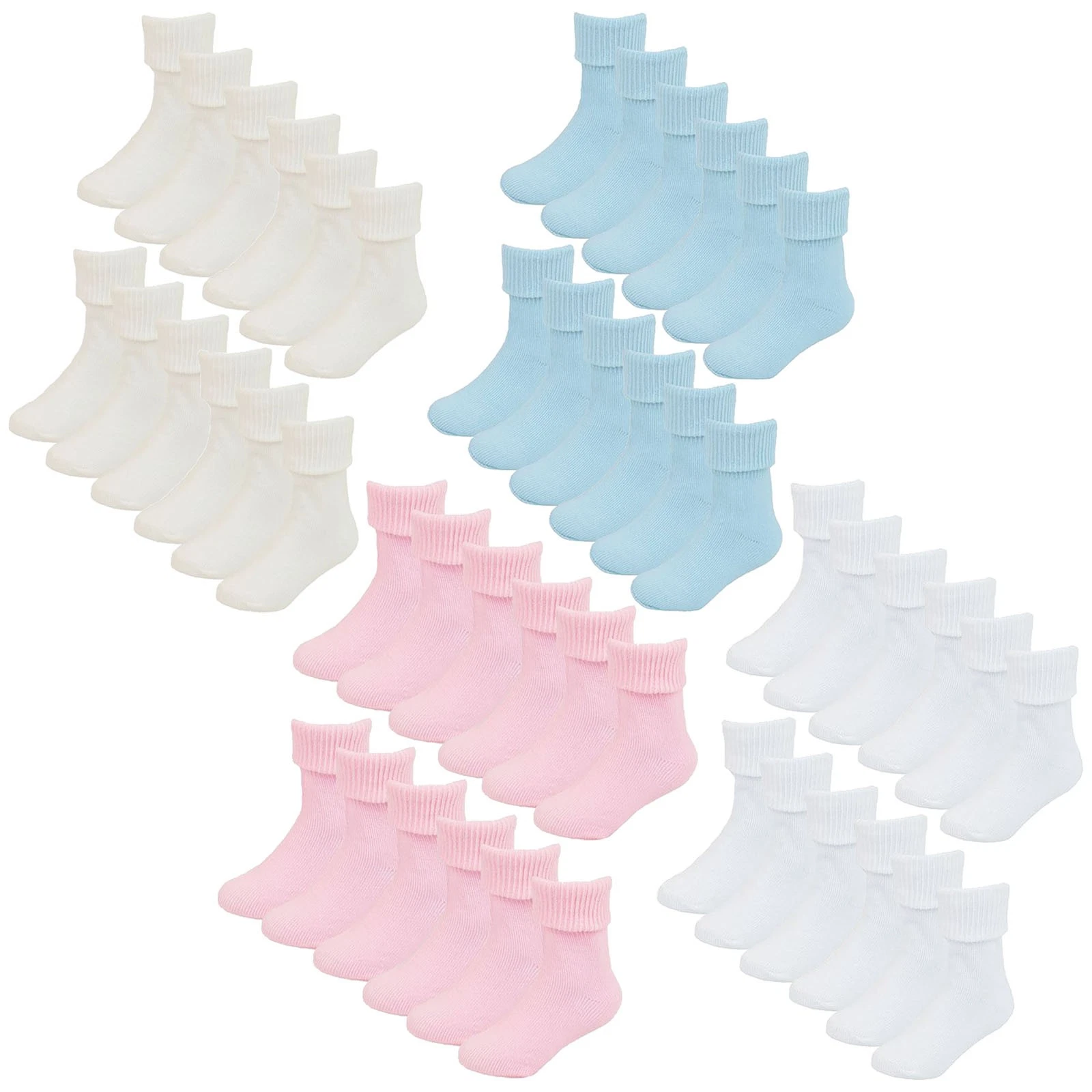 Baby Boys Quarter Socks by Sock Snob , 12 Pairs Cotton Turn Over Top Socks
Opens in a new window or