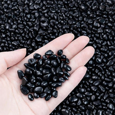 Sea Glass Stones Black 14oz Premium Polished Glass Pebbles for Vase Fillers, C