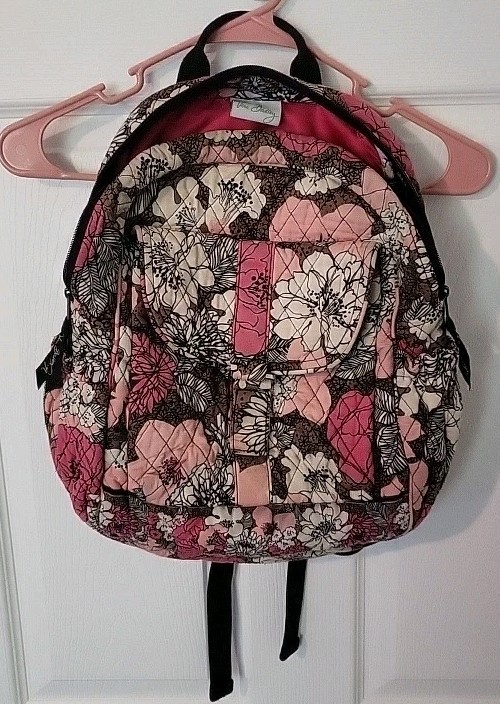 Vera Bradley Medium satin lined quilted Backpack in Mocha Rouge