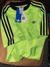 Adidas Signal Green Jacquard Tee Shirt Originals Womens Size Medium NWT