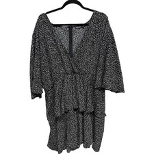 Nasty Gal Plus Size Micro Dot Black White Tiered Mini VNeck Mini Dress US 24