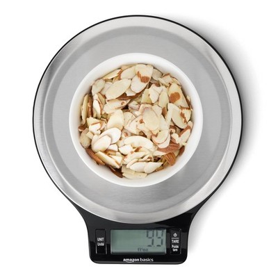 Amazon Basics Digital Weighs up to 11 pounds, Black and Stainless Steel