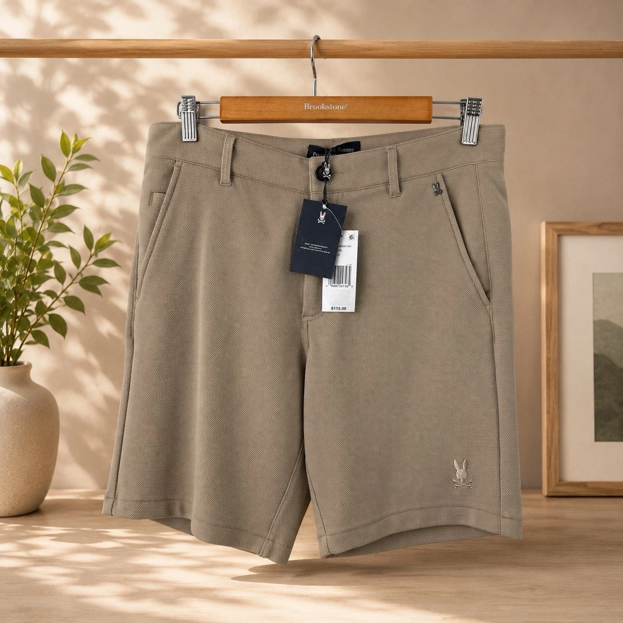 Psycho Bunny Mens Shorts Size 30 Beige Shiro Knit Honeycomb Golf