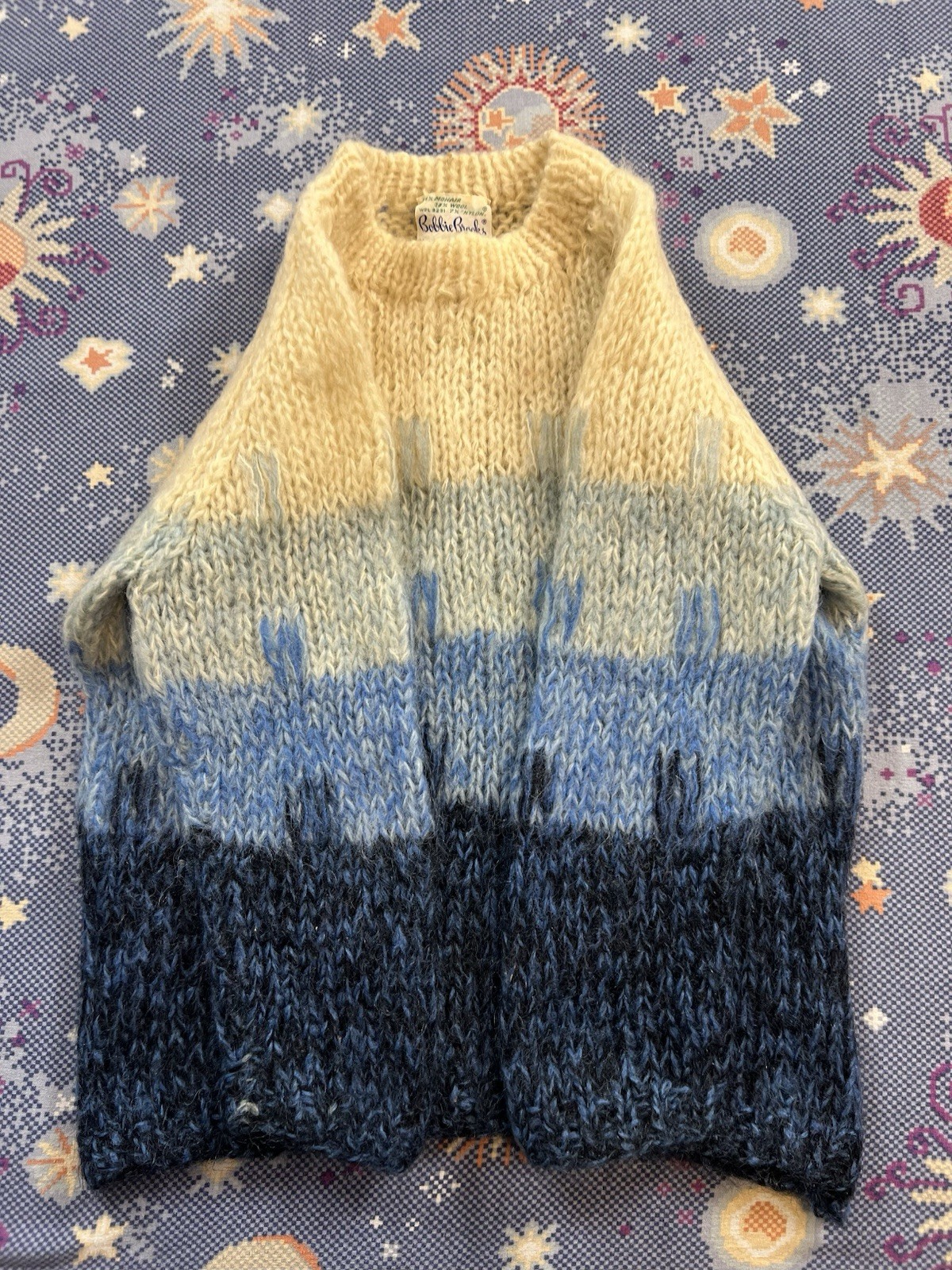 Vintage Bobbie Brooks Blue Mohair & Wool Blend Knit Sweater Italy Womens SMALL thumbnail 2