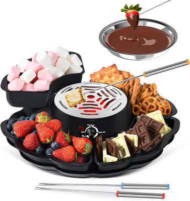 2 in 1 Electric S Mores Maker & Fondue Pot, Tabletop Indoor Smores Kit with 4 Ro